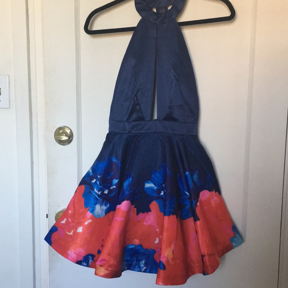 High neckline fit and flare dress